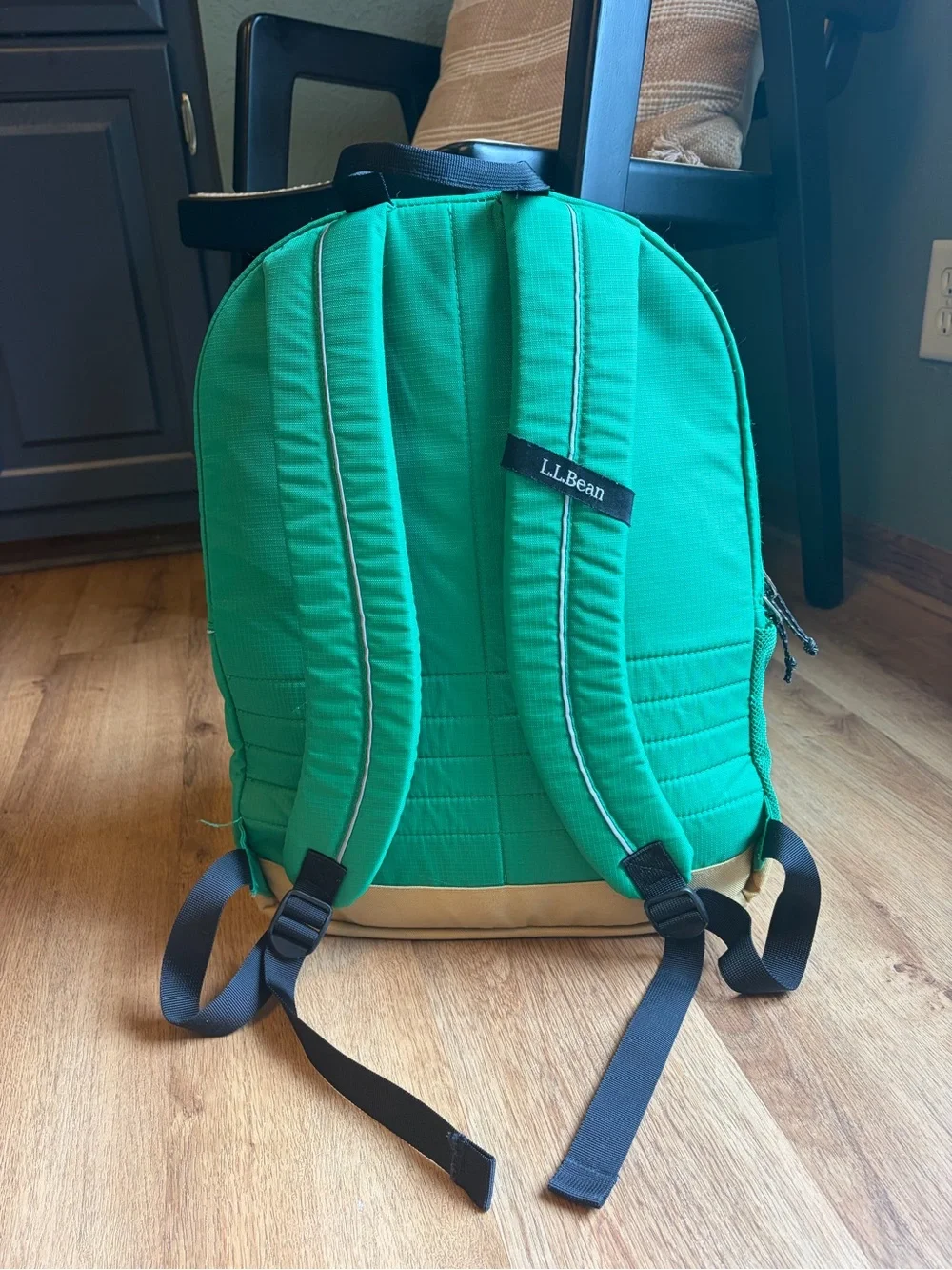 L.L.Bean Mountain Classic School Backpack 24L Green Tan Daypack Excellent